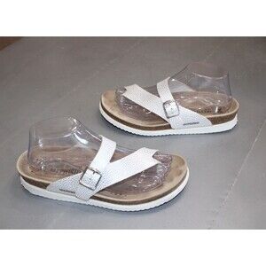 Mephisto Helen Sandals Womens EU 39 US 8.5 Silver Leather Cork Footbed Comfort